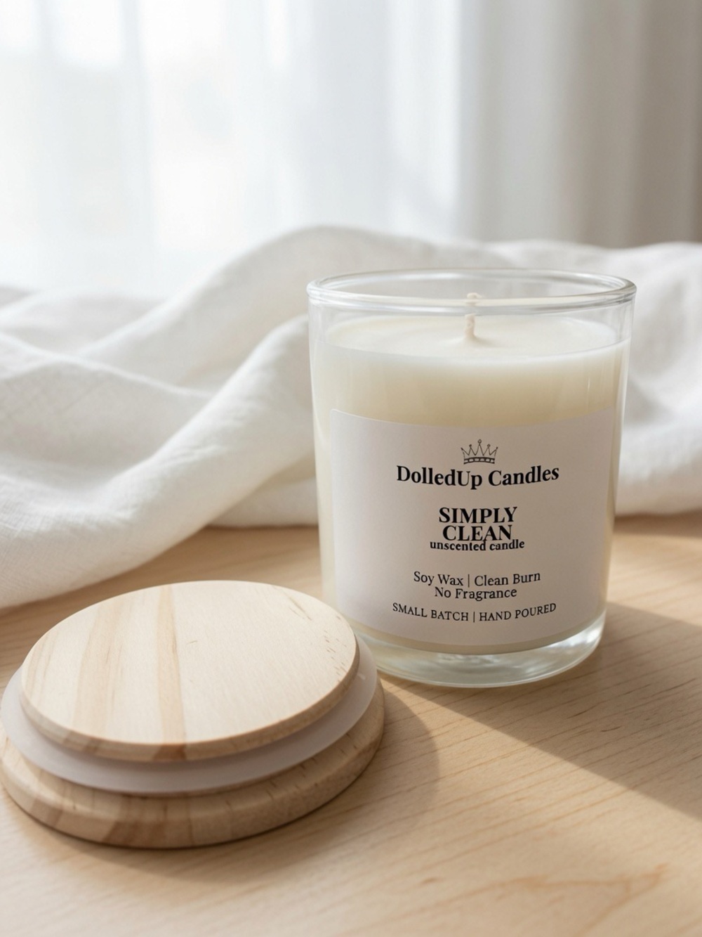 Simply Clean Unscented Soy Candle | Clean Burn No Fragrance
